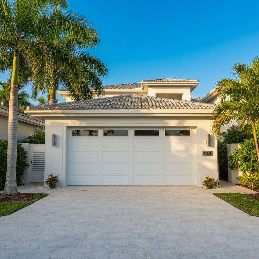 Modern residential garage door in South Florida